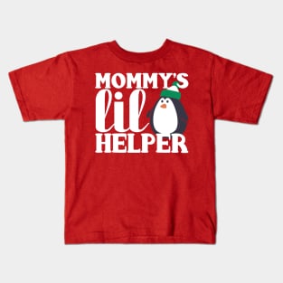 Mommy's Lil' Littler Helper Penguin Christmas Design Kids T-Shirt